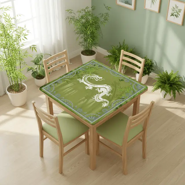 Splash Of Mahj And Color Co. Eye Of The Dragon Bamboo Pattern Green Mahjong Mat