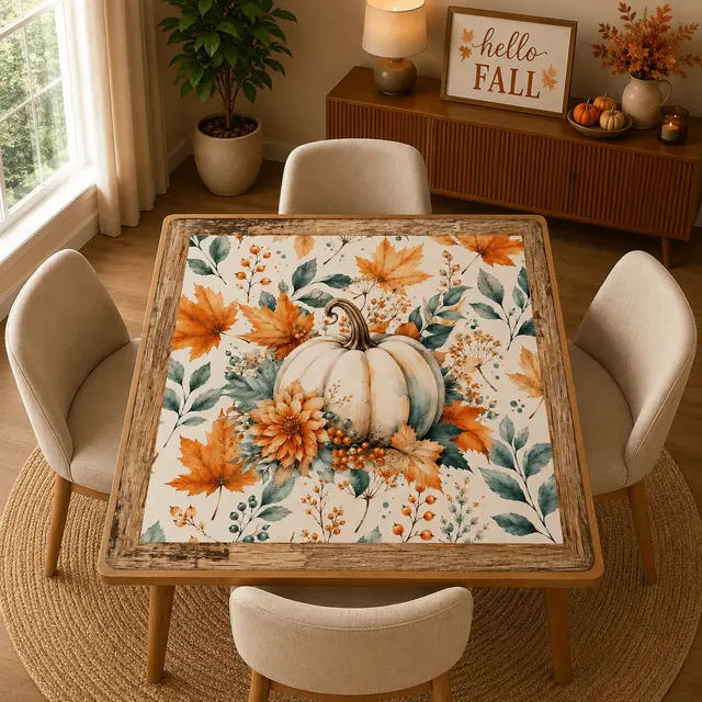 Splash Of Mahj And Color Co. Falling For Fall Watercolor Pumpkin Mahjong Mat