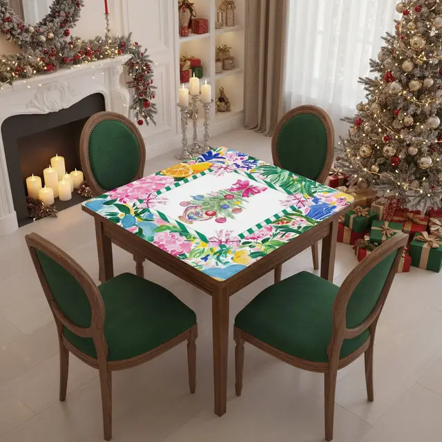 Splash Of Mahj And Color Co. Festive Floral Christmas Tree Mahjong Mat