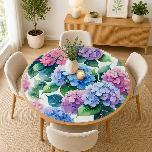 Splash Of Mahj And Color Co. Floral Hydrangea Round Mahjong Mat