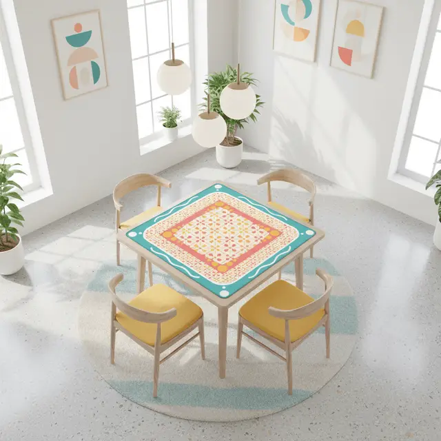 Splash Of Mahj And Color Co. Floral Sorbet Coral, Yellow, Teal Preppy Mahjong Mat