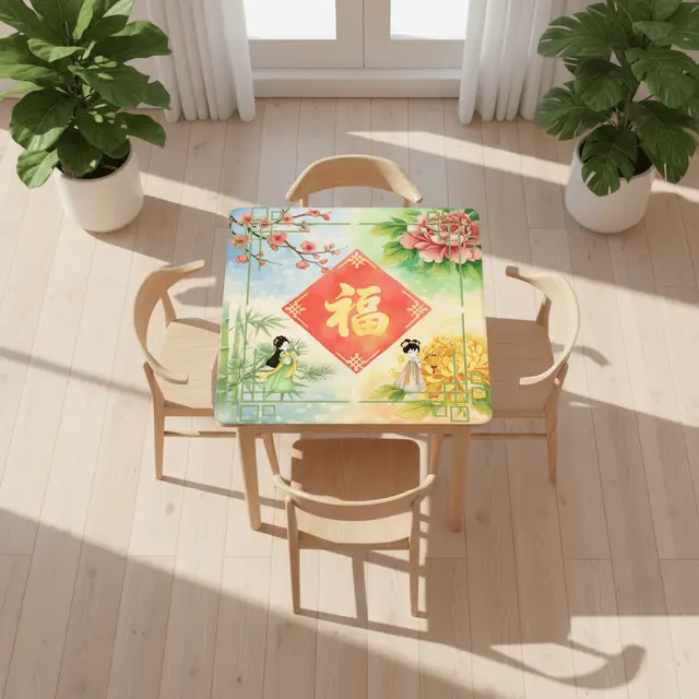 Splash Of Mahj And Color Co. FOUR SEASONS OF FORTUNE Mahjong Mat