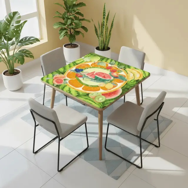 Splash Of Mahj And Color Co. Fruit Medley, Watermelon, Citrus Fruits, Playful Cheery Mahjong Mat