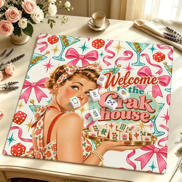 Splash Of Mahj And Color Co. Funny Modcentric Welcome To The Crak House Mahjong Mat Sleek Surface