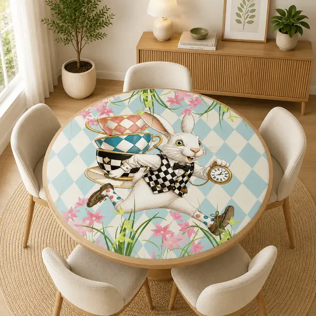 Splash Of Mahj And Color Co. Go Ask Alice Harlequin Romance Round Mahjong Mat