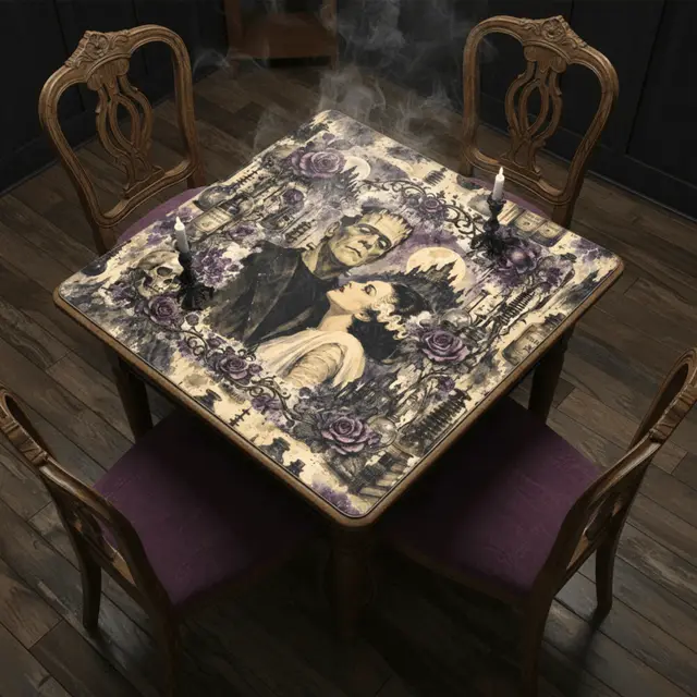 Splash Of Mahj And Color Co. Gothic Frankenstein And Bride Mahjong Mat