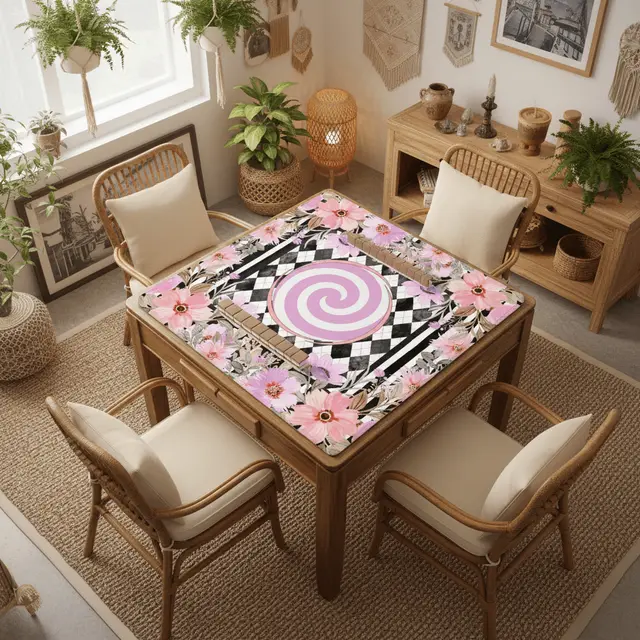 Splash Of Mahj And Color Co. Harlequin Romance Floral Preppy Mahjong Mat