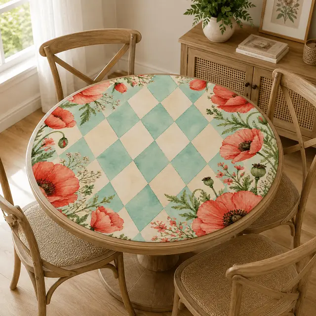 Splash Of Mahj And Color Co. Harlequin Romance Poppy Play Round Mahjong Mat