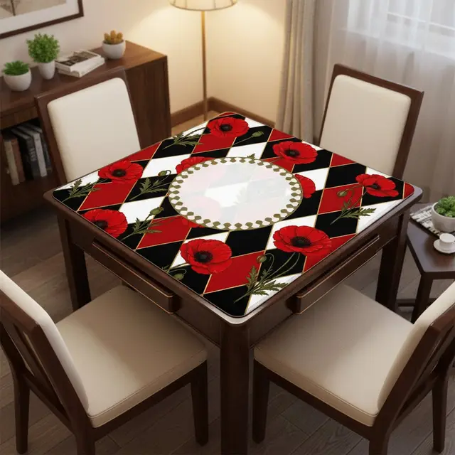 Splash Of Mahj And Color Co. Harlequin Romance Red Poppy Play Mahjong Mat