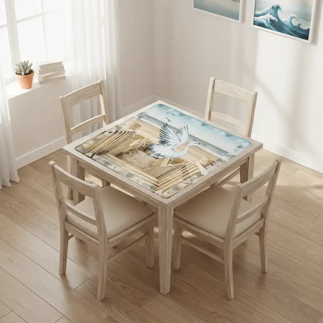 Splash Of Mahj And Color Co. Heron Harbor Mahjong Mat, Beachy Vibe Heron Mahj Mat