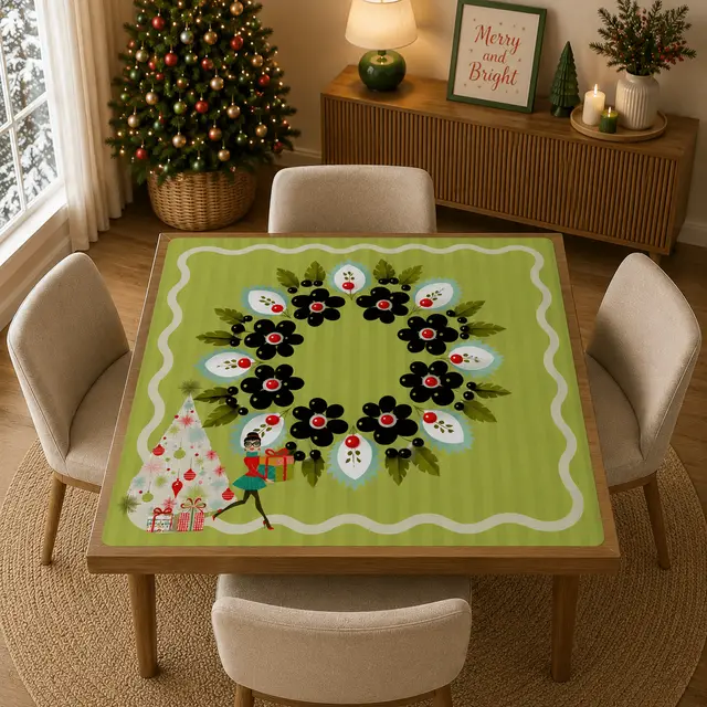 Splash Of Mahj And Color Co. Ho'ing All The Way Nostalgic Christmas Mahjong Mat