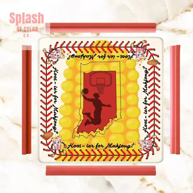 Splash Of Mahj And Color Co. Hoosier State Pride, Funny Whimsical Indiana Mahjong Game Mat