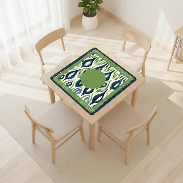 Splash Of Mahj And Color Co. Ikat Watercolor Blue And Green Mahjong Mat