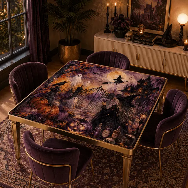 Splash Of Mahj And Color Co. It Twas The Night Before Halloween Wicked Mahjong Mat