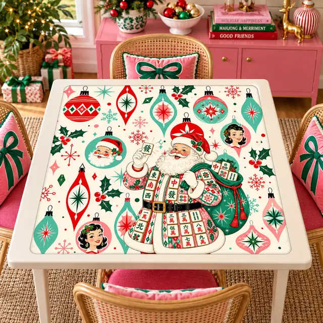 Splash Of Mahj And Color Co. Jolly Nostalgic Santa Christmas Mahjong Mat