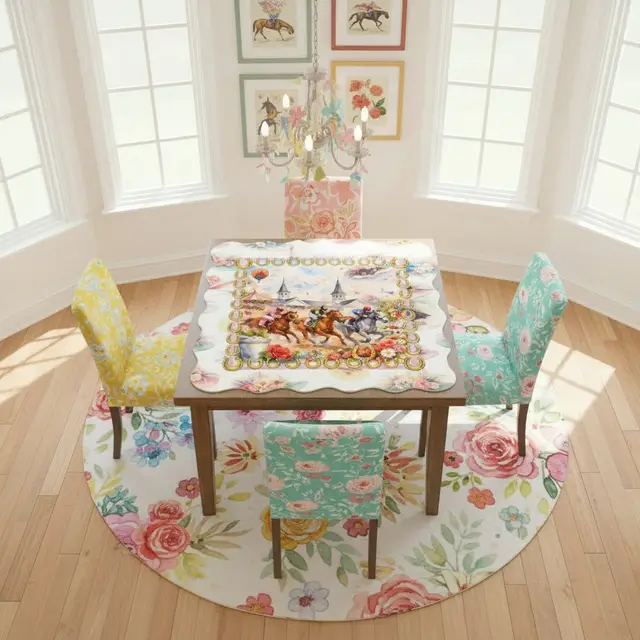 Splash Of Mahj And Color Co. Kentucky Derby Scalloped Mahjong Mat