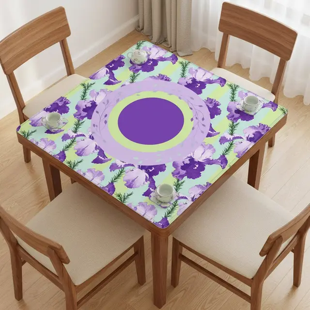 Splash Of Mahj And Color Co. Lavender Luck Iris Flowers Mahjong Mat