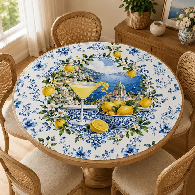 Splash Of Mahj And Color Co. Lemondrop On The Amalfi Coast Round Mahjong Mat