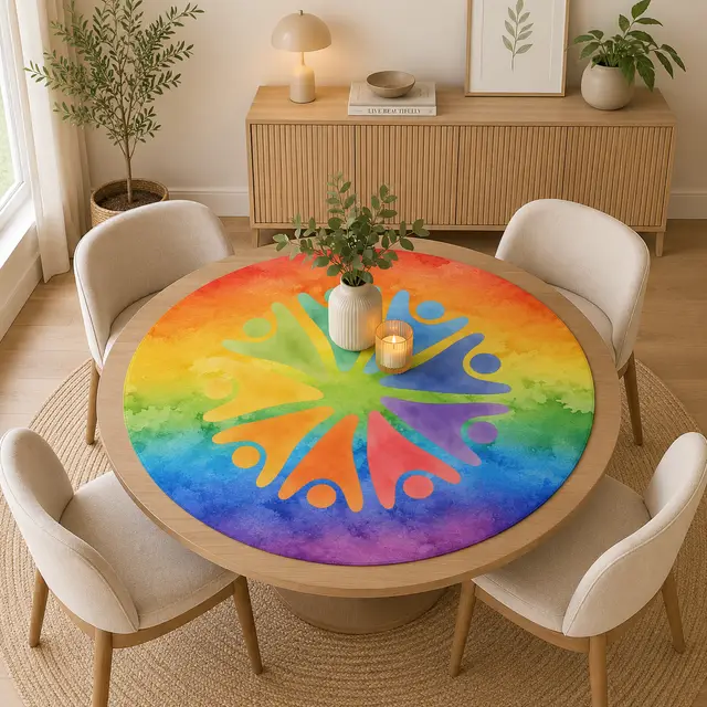 Splash Of Mahj And Color Co. LGBTQ Rainbow Tie Dye Round Mahjong Mat