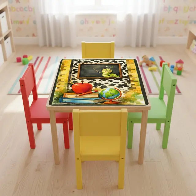Splash Of Mahj And Color Co. Lucky Schoolhouse Teacher Mahjong Mat, Watercolor Designed With Whimsy