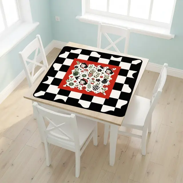Splash Of Mahj And Color Co. Mackenzies Garden Black Green Red Mahjong Mat