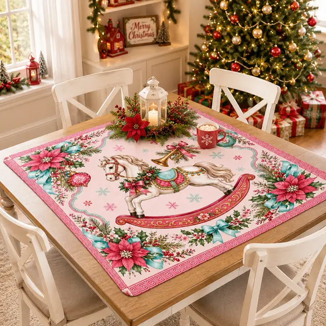 Splash Of Mahj And Color Co. Magical Christmas Mahjong Mat Rocking Horse