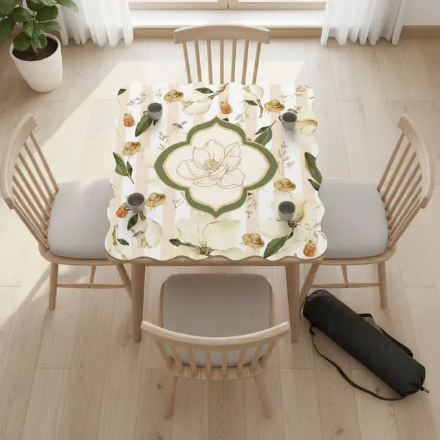 Splash Of Mahj And Color Co. Magnolias And Sweet Tea Scalloped Mahjong Mat