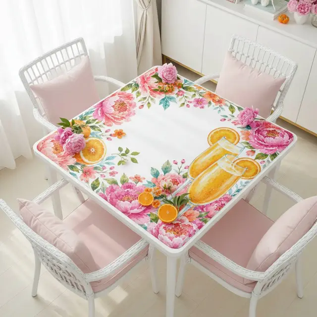Splash Of Mahj And Color Co. Mahjong And Mimosas Floral Pink And Orange Mahjong Mat