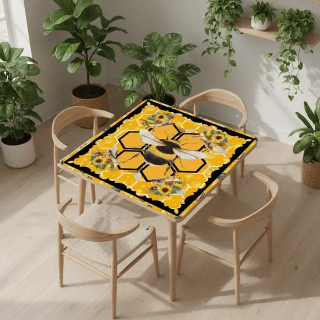 Splash Of Mahj And Color Co. Mahjong Bumble Bee Mat, Sunflower Yellow Honey Pot Mahj Mat