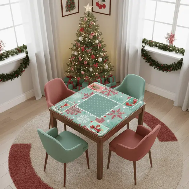 Splash Of Mahj And Color Co. Mahjong Christmas Holiday Vintage Nostalgia Mahjong Mat