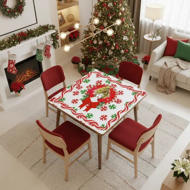 Splash Of Mahj And Color Co. Mahjong Christmas Mat, Nostalgic Vintage Gal Whimsical Holiday Mahj Mat