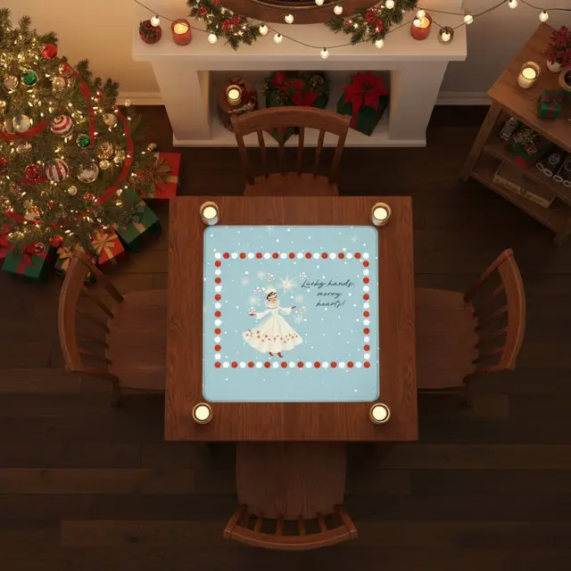Splash Of Mahj And Color Co. Mahjong Christmas Winter Game Mat Lucky Hands Merry Hearts Nostalgic Christmas Mahjong Mat