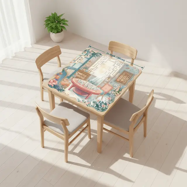 Splash Of Mahj And Color Co. Mahjong Garden Tea Room Dainty Scalloped Mahjong Mat