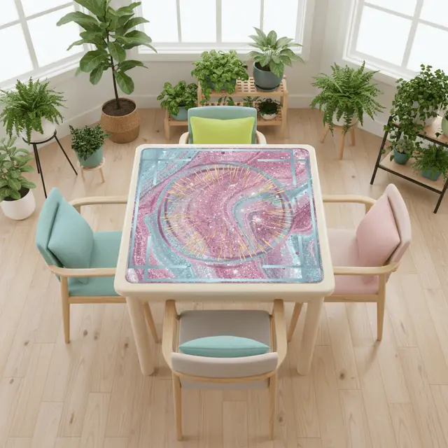Splash Of Mahj And Color Co. Mahjong Glitter Mat, Sparkle Splash, Pink Light Aqua Pastel Preppy