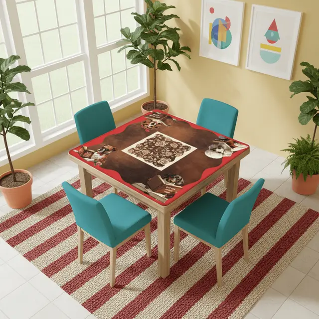 Splash Of Mahj And Color Co. Mahjong Mat, Dogs And Mahjong Funny Preppy Book Dogs, Faux Leather Background Mahj Mat