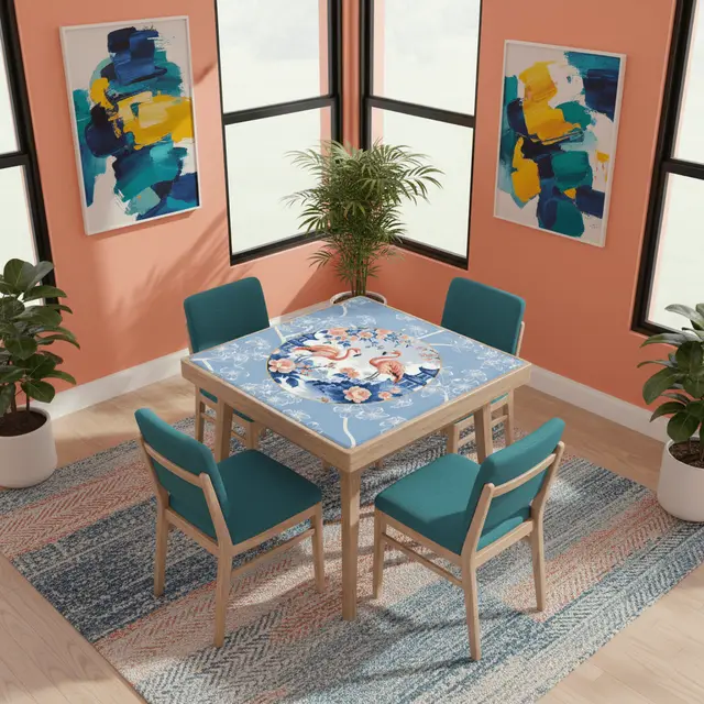 Splash Of Mahj And Color Co. Mahjong Mat Floral Cherry Blossoms, Pagoda Flamingos In Paradise Mahj Mat