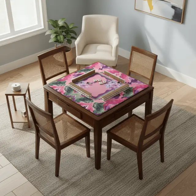 Splash Of Mahj And Color Co. Mahjong Mat Ikat Watercolor Pink, Purple, Emerald Green Boho Mahj Mat