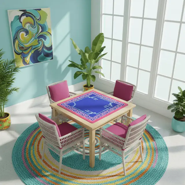 Splash Of Mahj And Color Co. Mahjong Mat In Royal Blue, Hot Pink, Minimalist Style, Mahjong Game Night Mat