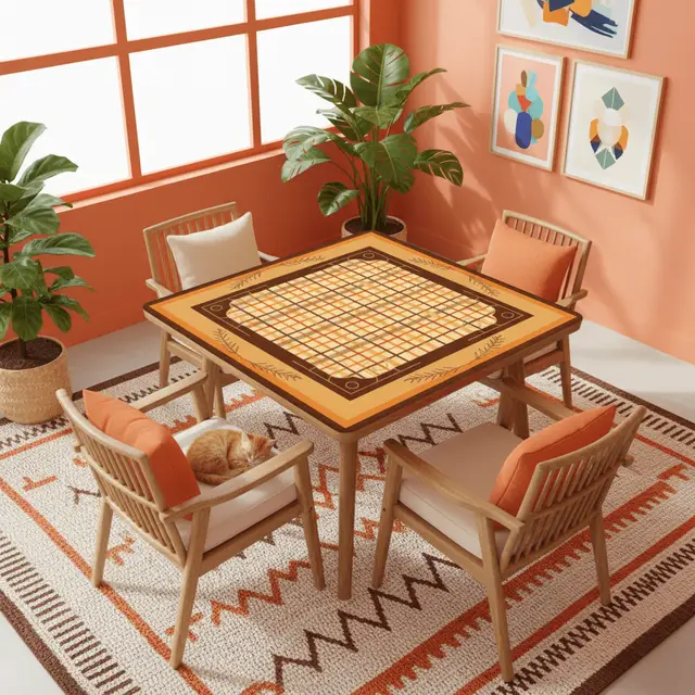 Splash Of Mahj And Color Co. Mahjong Mat Plaid Brown Orange Yellow Mahj Game Mat