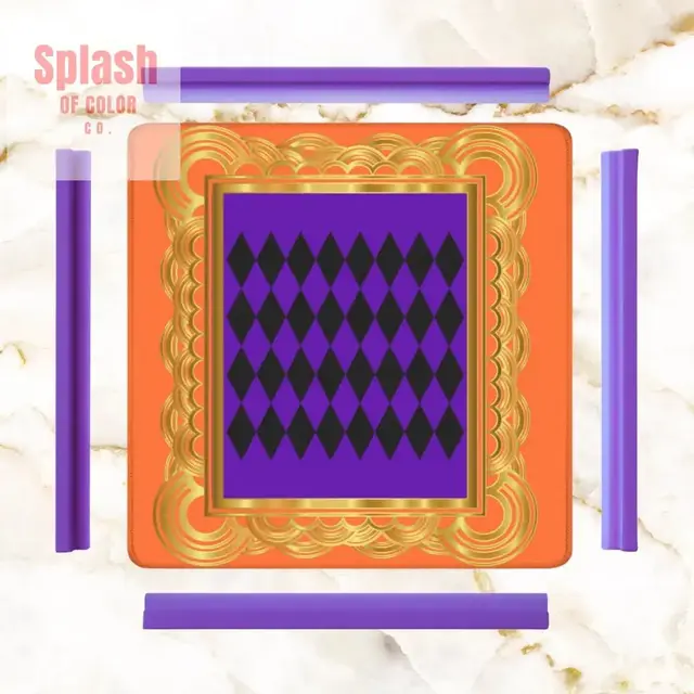 Splash Of Mahj And Color Co. Mahjong Mat Renaissance, Orange Purple Gold Mahjong Game Mat
