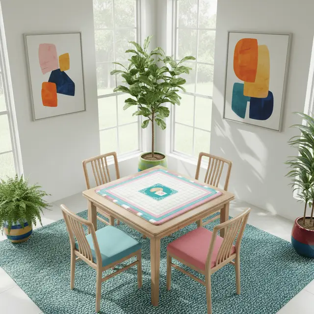 Splash Of Mahj And Color Co. Mahjong Mat Watercolor Striped Mahj Grid Whimsical Fortune Cookie Mahj Mat