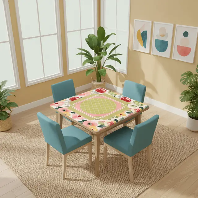 Splash Of Mahj And Color Co. Mahjong Mat With Pretty Preppy Watercolor Flowers, Mahj Gamer Enthusiast Mat