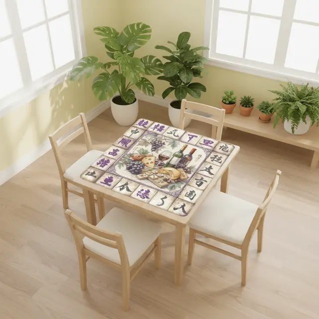 Splash Of Mahj And Color Co. Mahjong Wine Mat, Cheese And Wine Mahj Night Game Mat