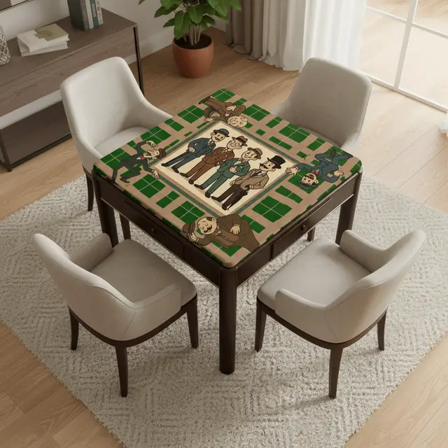 Splash Of Mahj And Color Co. Manly Mahjong Mat Dapper Gents Green Brown Plaid Mahjong Mat
