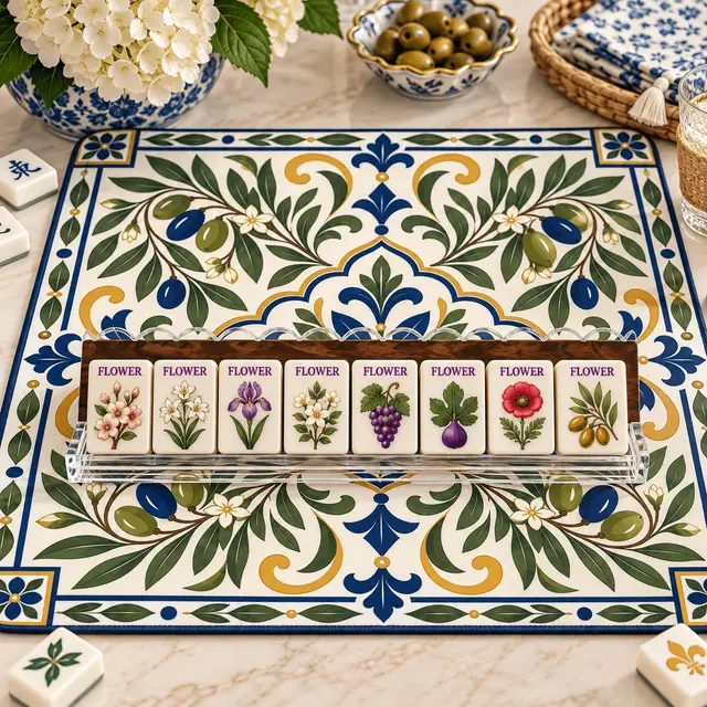 Splash Of Mahj And Color Co. Mediterranean Olive Old World Tuscan Mahjong Mat