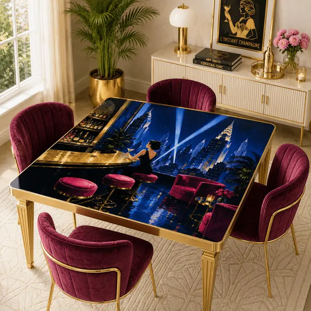 Splash Of Mahj And Color Co. Midnight At The Oasis Art Deco Mahjong Mat