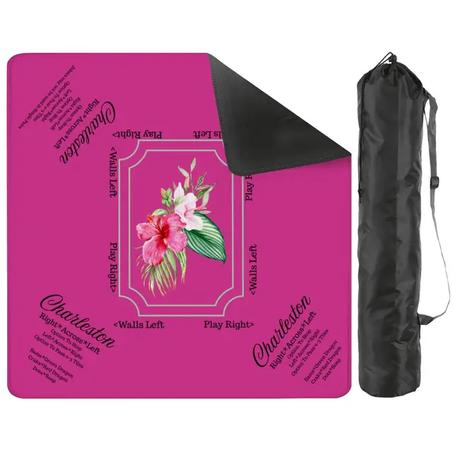 Splash Of Mahj And Color Co. Mini Mahjong Mat With Instructions, Hot Fuscia Floral (Ship Rolled up)