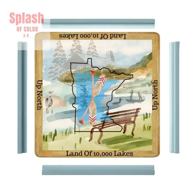Splash Of Mahj And Color Co. Minnesota State Love Mahjong Mat, Rustic Log Cabin, Mountain Lakes Fishing Life