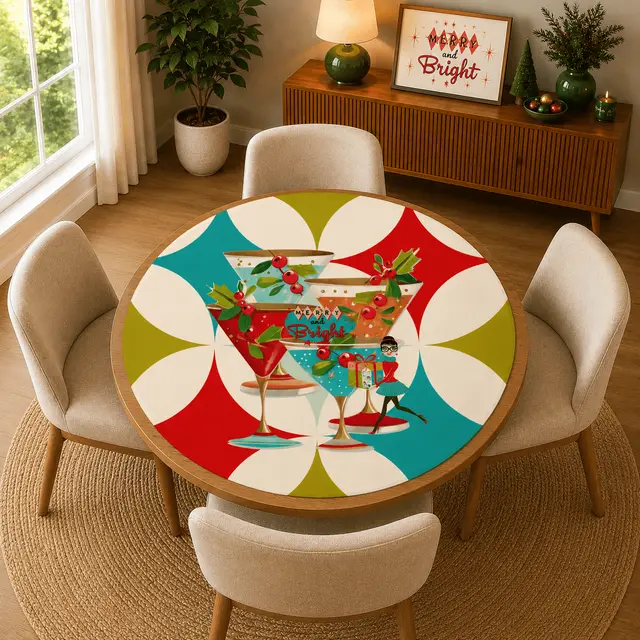Splash Of Mahj And Color Co. Mod Berry And Bright Christmas Round Mahjong Mat