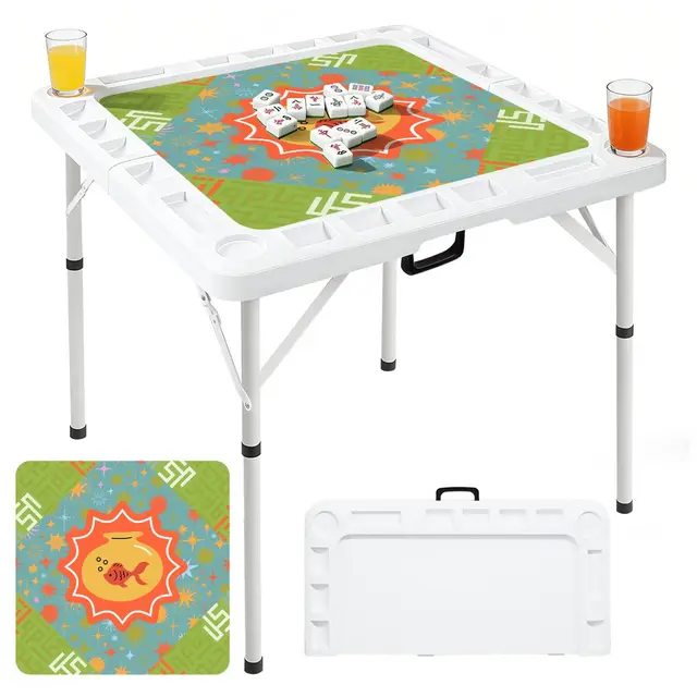 Splash Of Mahj And Color Co. Mod Fish Mini Mahj Mat And Foldable Mahjong Table